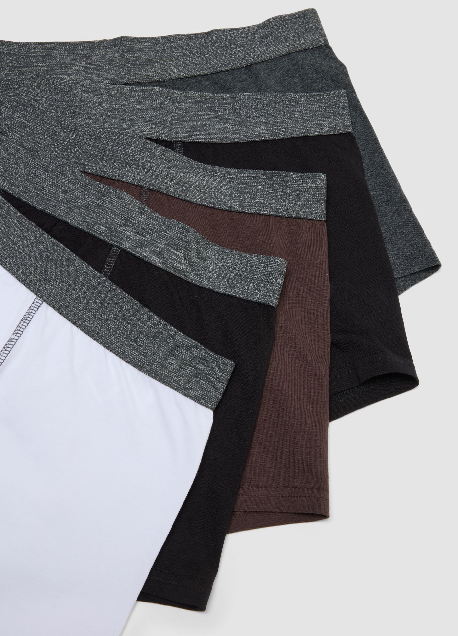 Pack of five multicolour stretch organic cotton boxer shorts