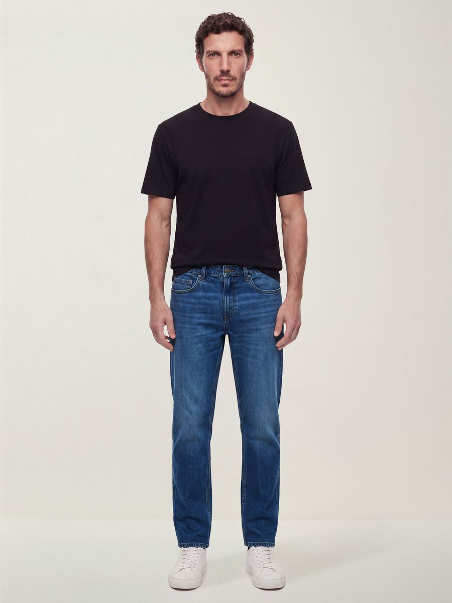 Regular fit pure cotton denim jeans_0