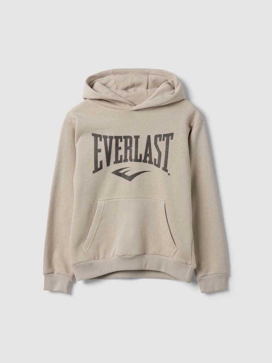 Beige cotton-blend hoodie with logo for boys_0