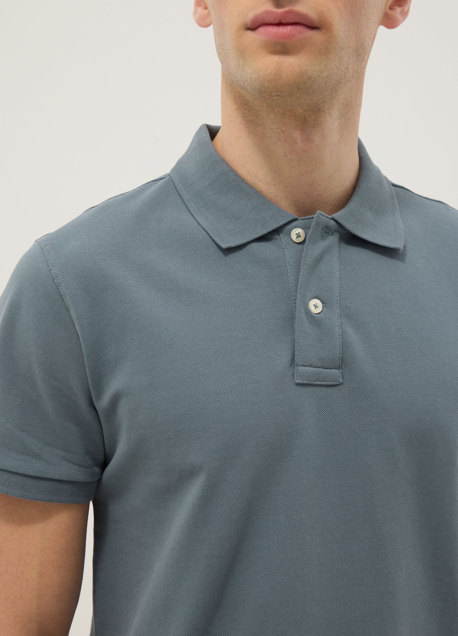Slim fit grey pure cotton polo