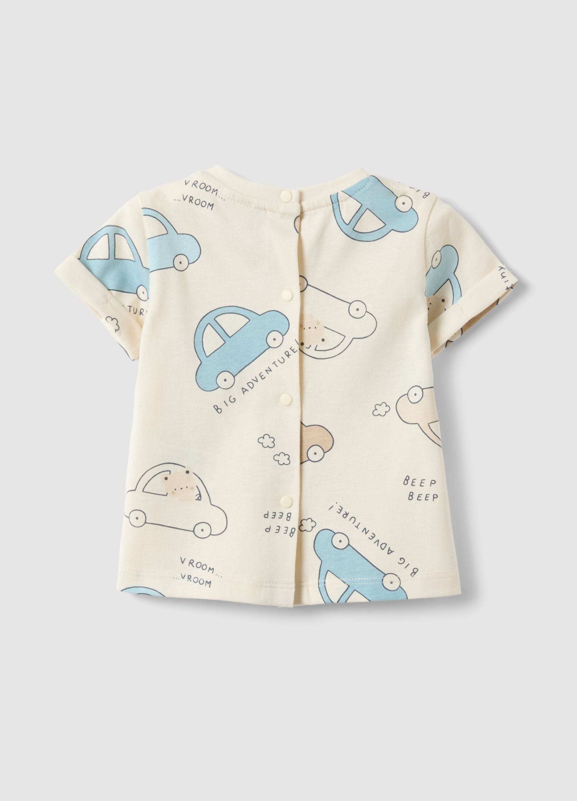 Baby's beige pure cotton regular fit T-shirt with prints