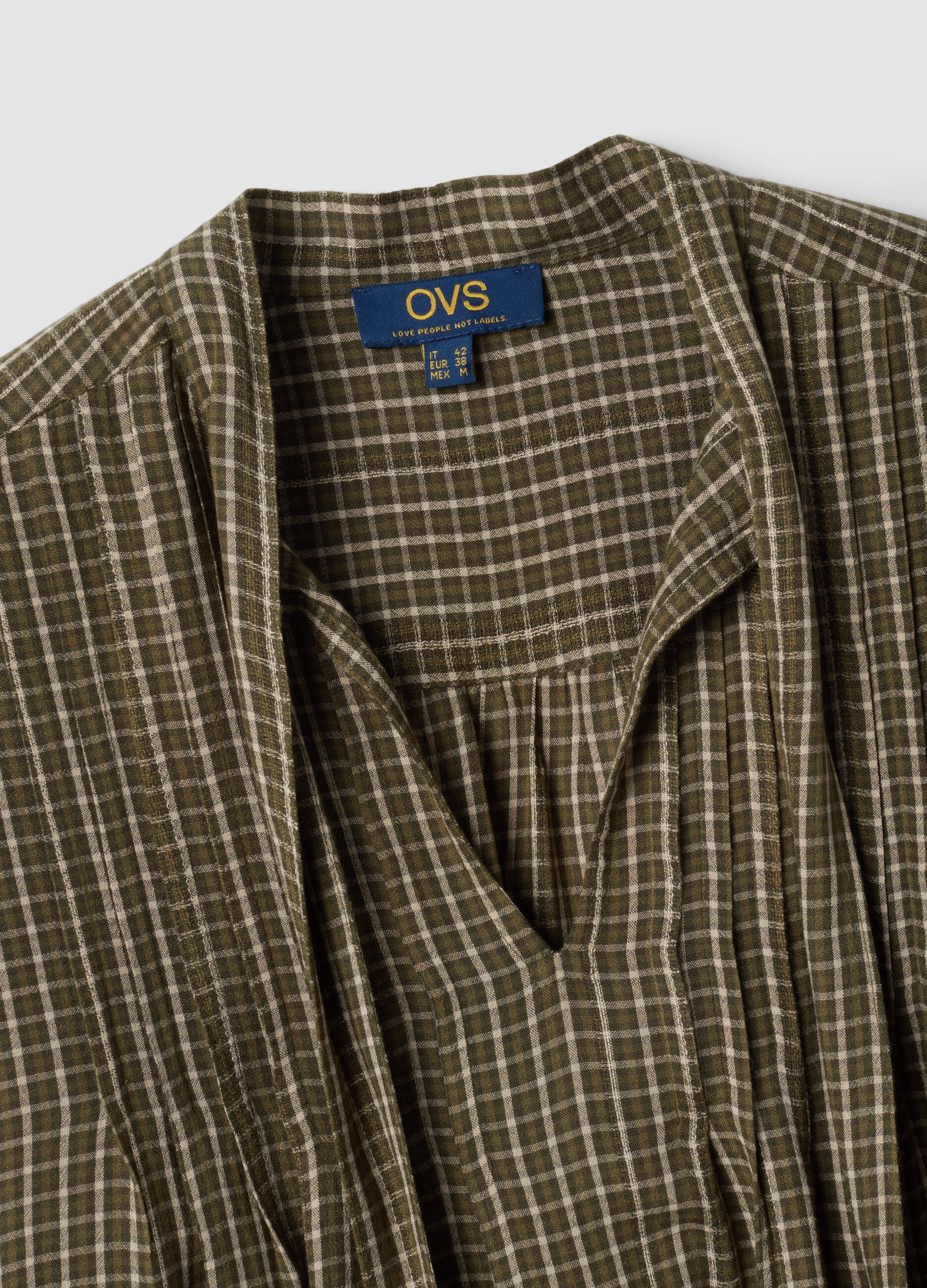 Brown pure viscose checked blouse