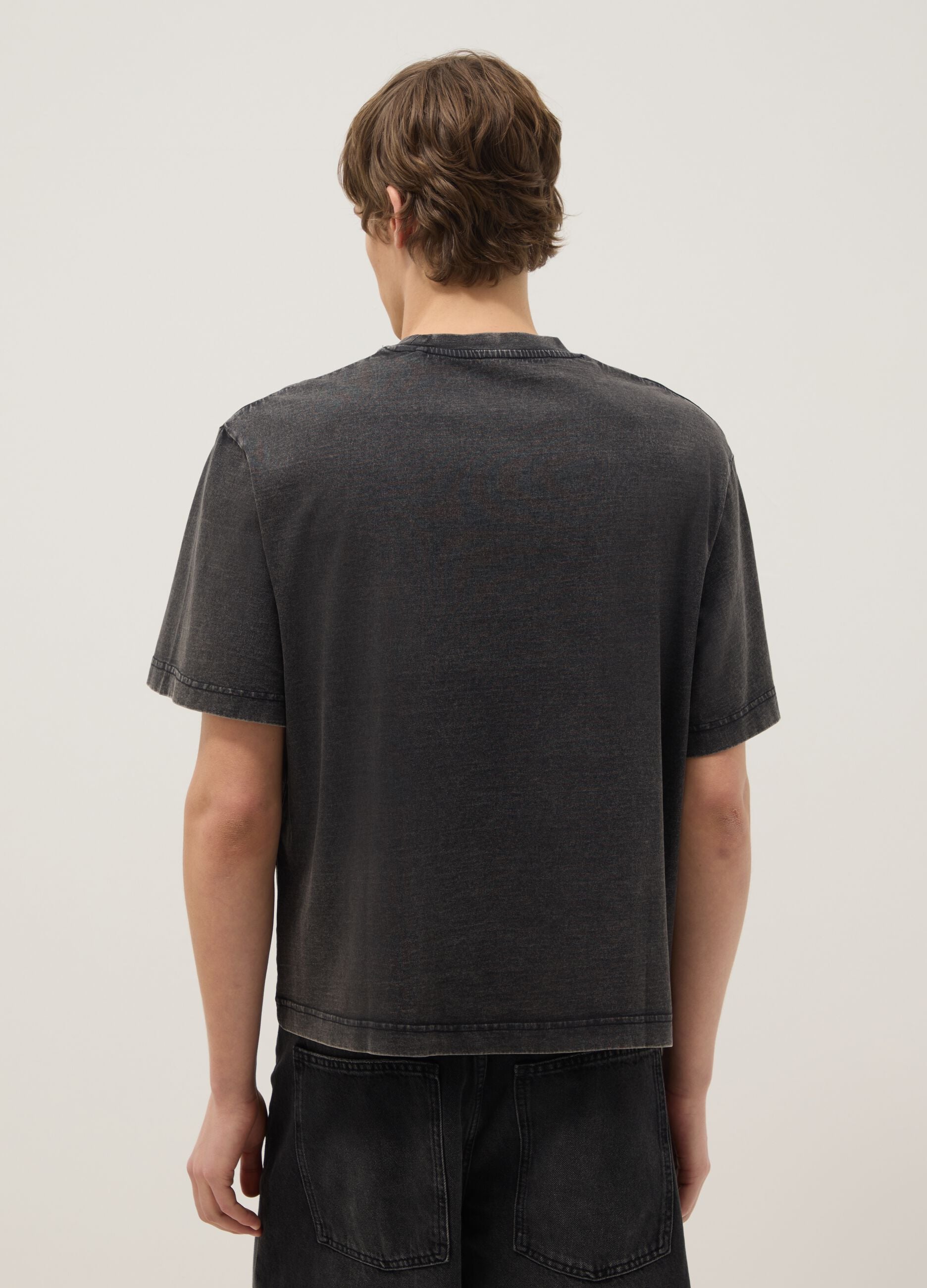 Black pure cotton regular fit top with buttons