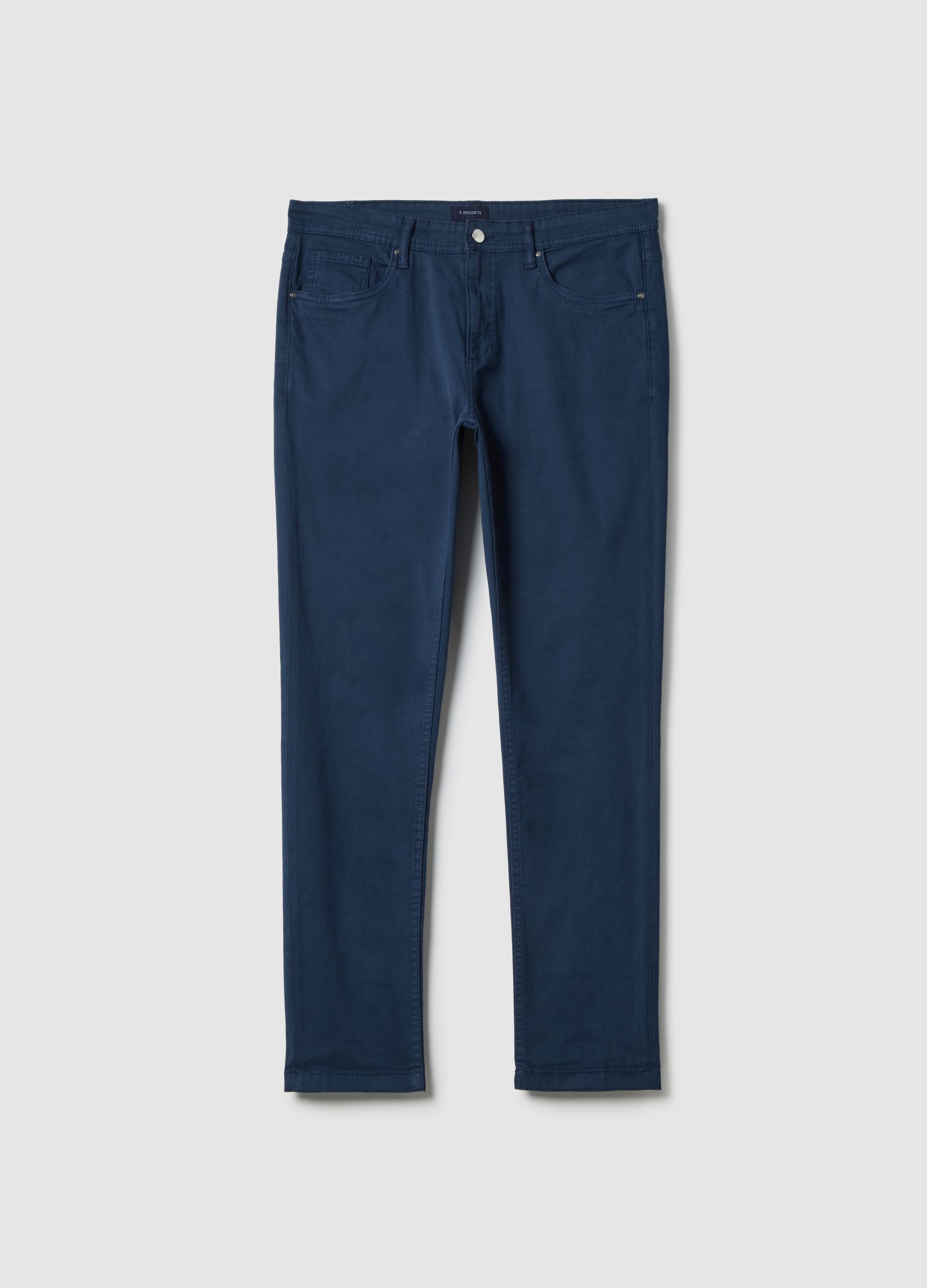 Blue cotton stretch skinny fit trousers