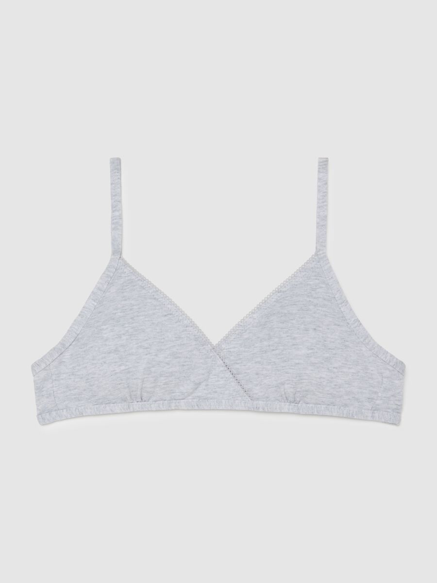 Grey Stretch Cotton Girls' Triangle Bra_0