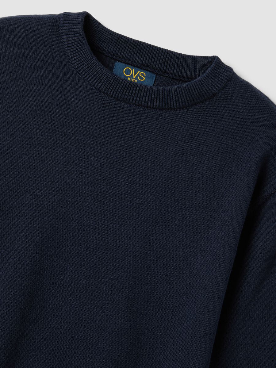 Blue pure cotton crew-neck oversized fit jumper for boys_2