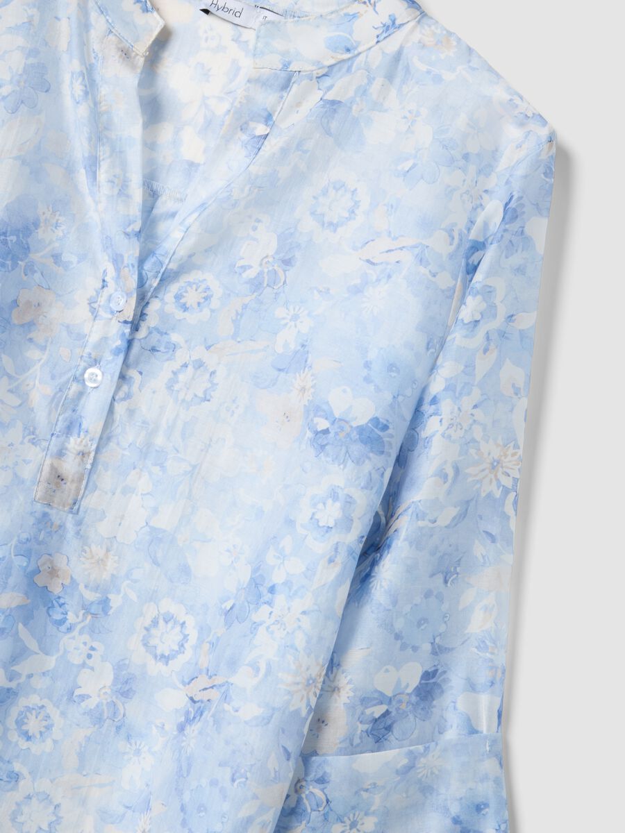 Blue floral lyocell-blend blouse_5