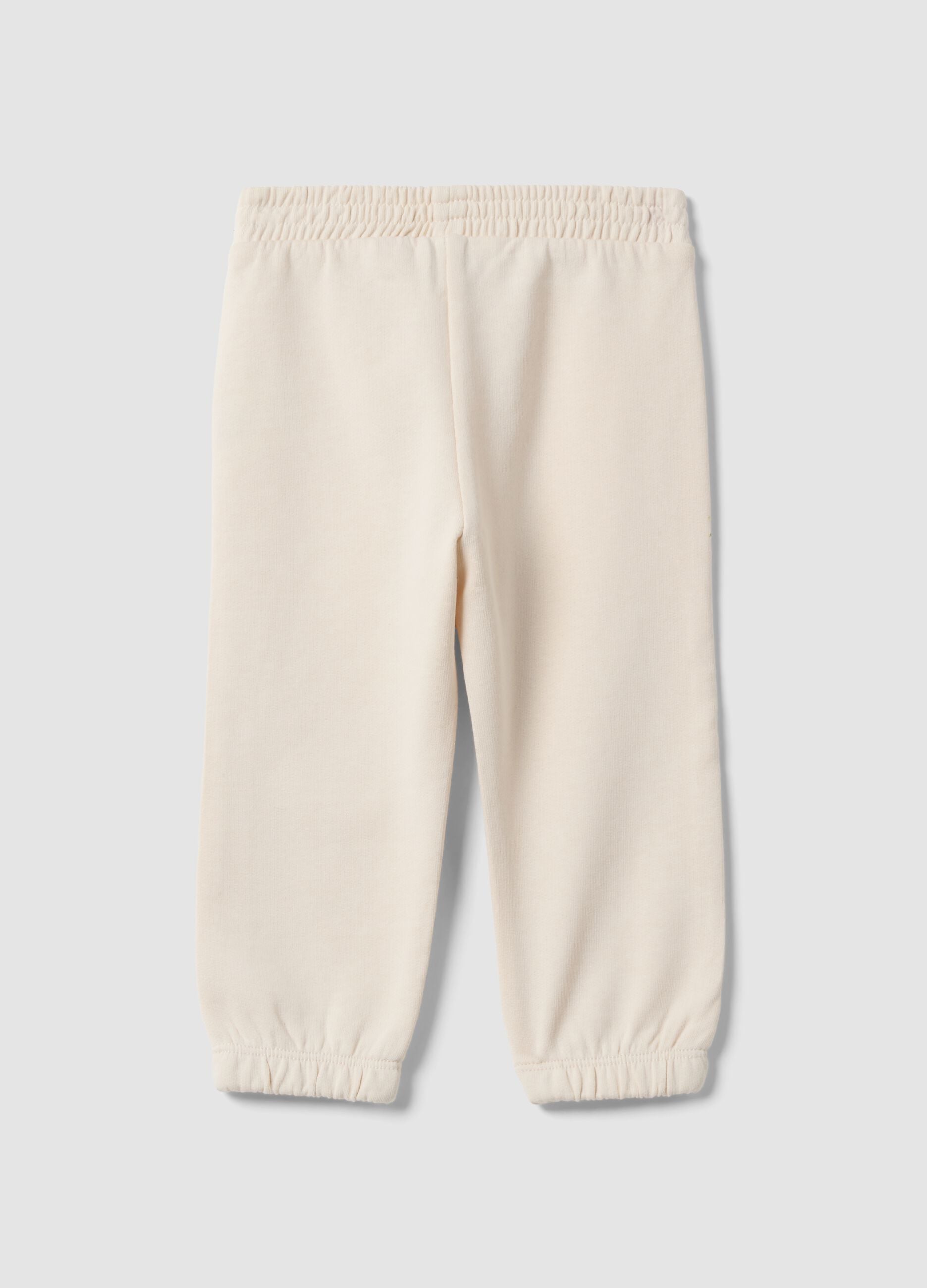 White pure cotton jogger trousers for baby girl