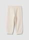 White pure cotton jogger trousers for baby girl_1