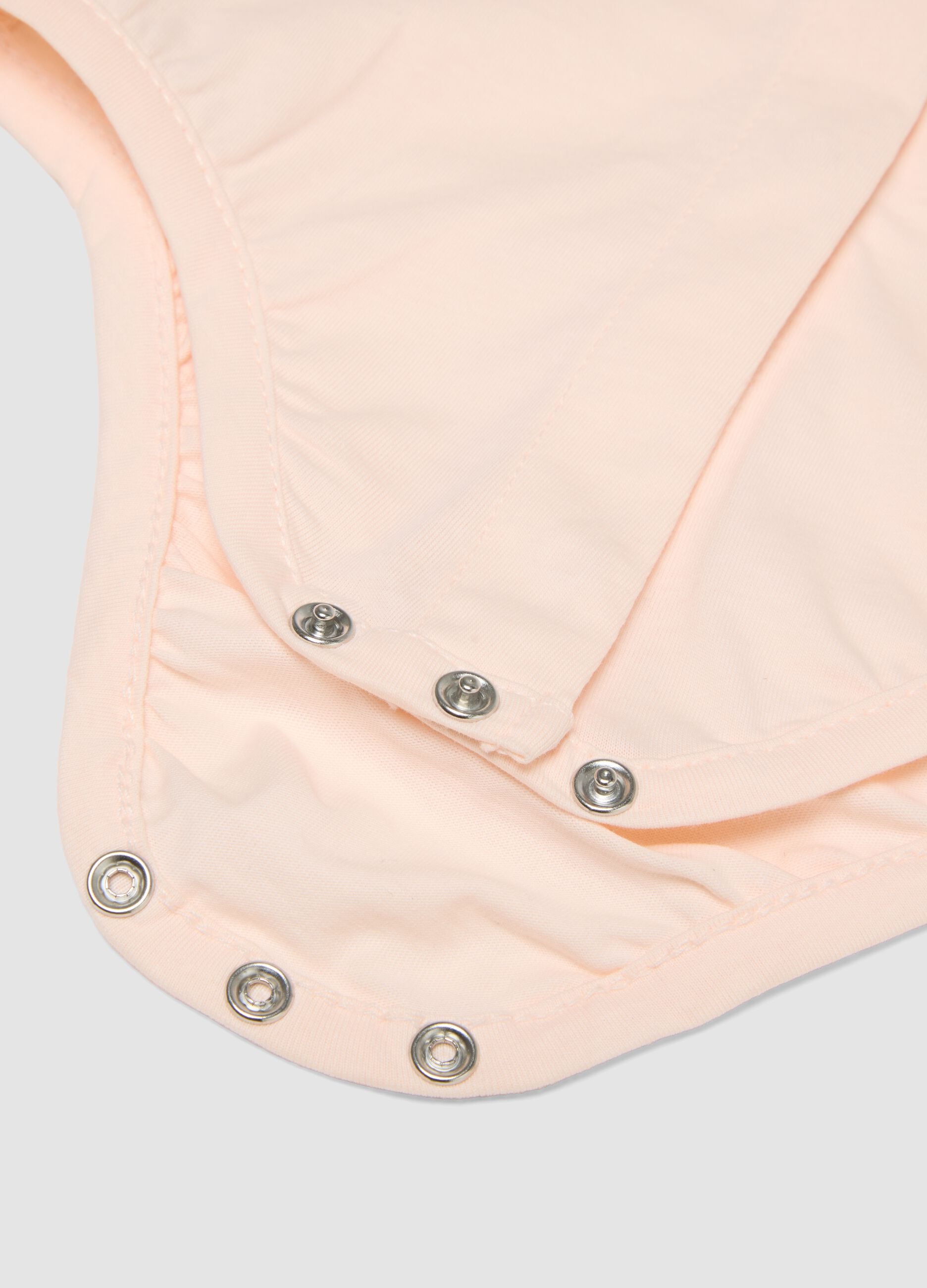 Pink pure-cotton baby girl bodysuit with collar and Minnie embroidery
