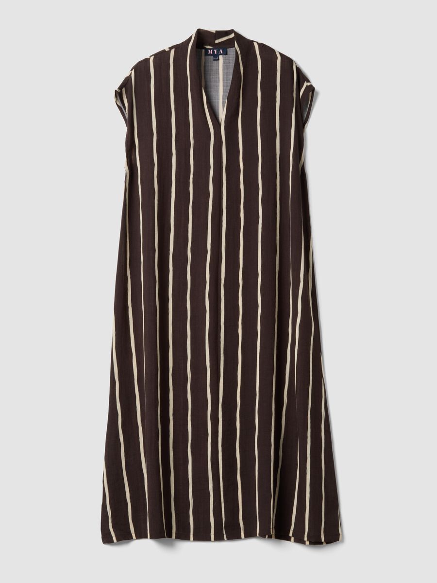 Brown striped viscose-blend midi dress_5