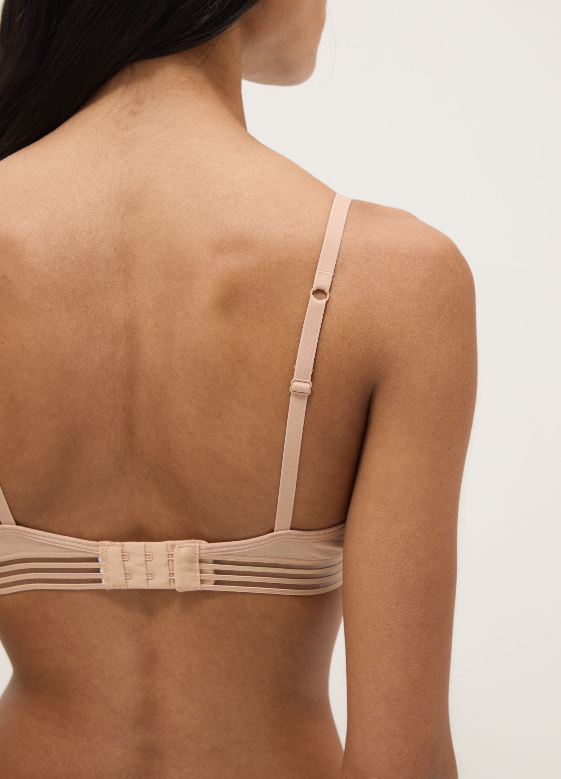 Beige Stretch Organic Cotton Triangle Bra