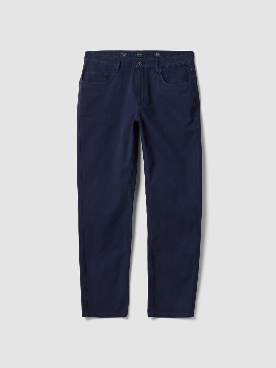 Pantaloni blu cinque tasche in puro cotone_0