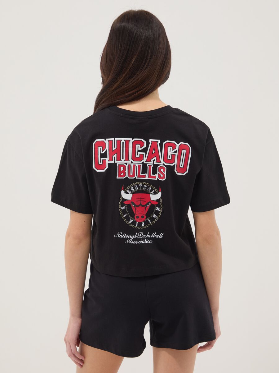 T-shirt nera in puro cotone a maniche corte relaxed fit_1