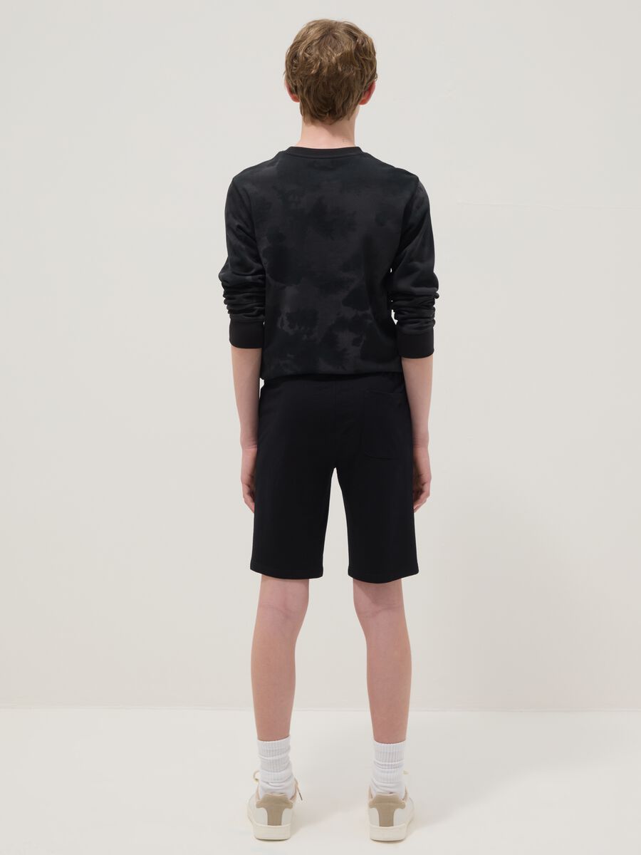 Shorts in puro cotone nero da ragazzo regular fit_1