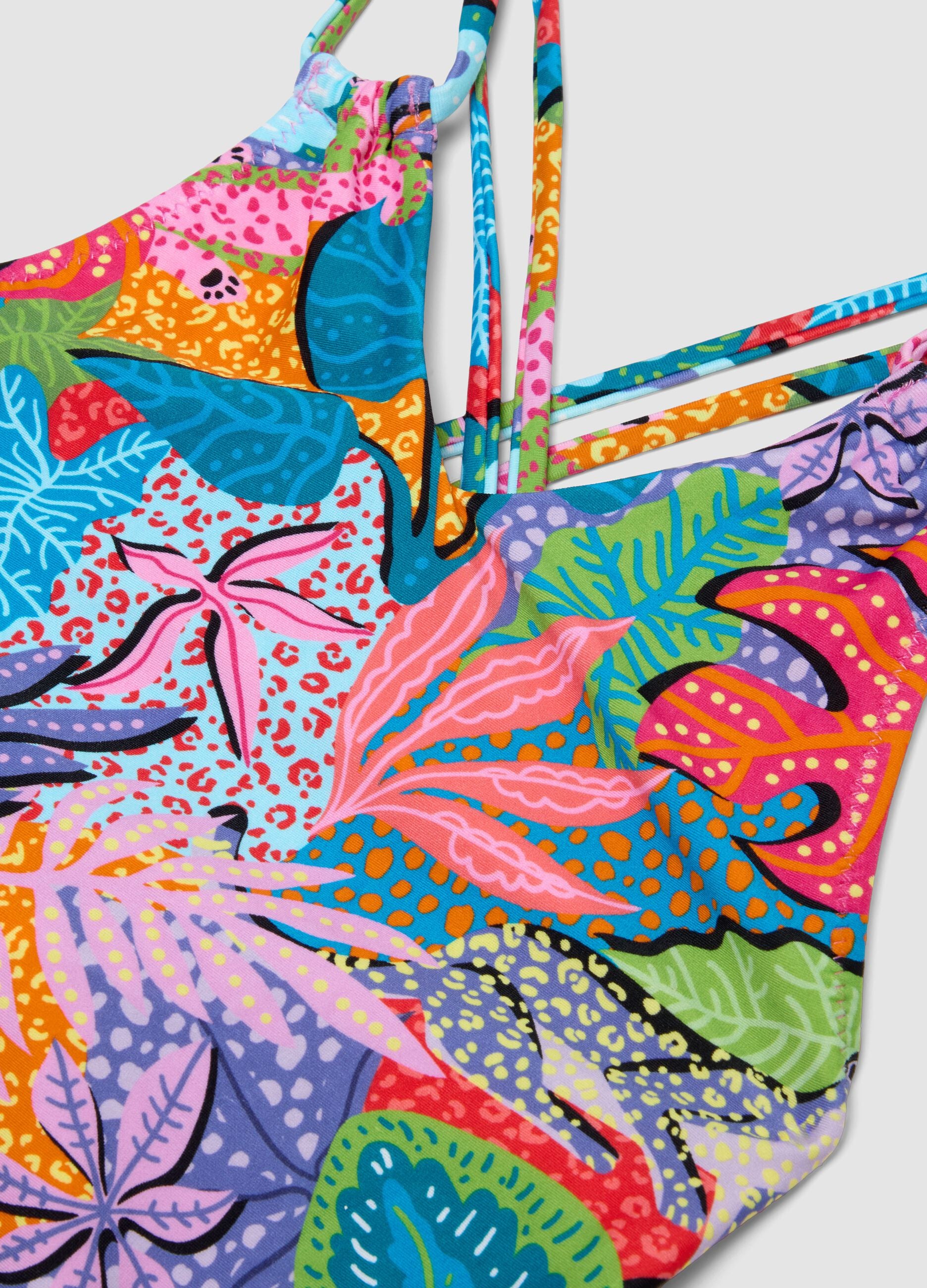Multicolour stretch fabric swimsuit
