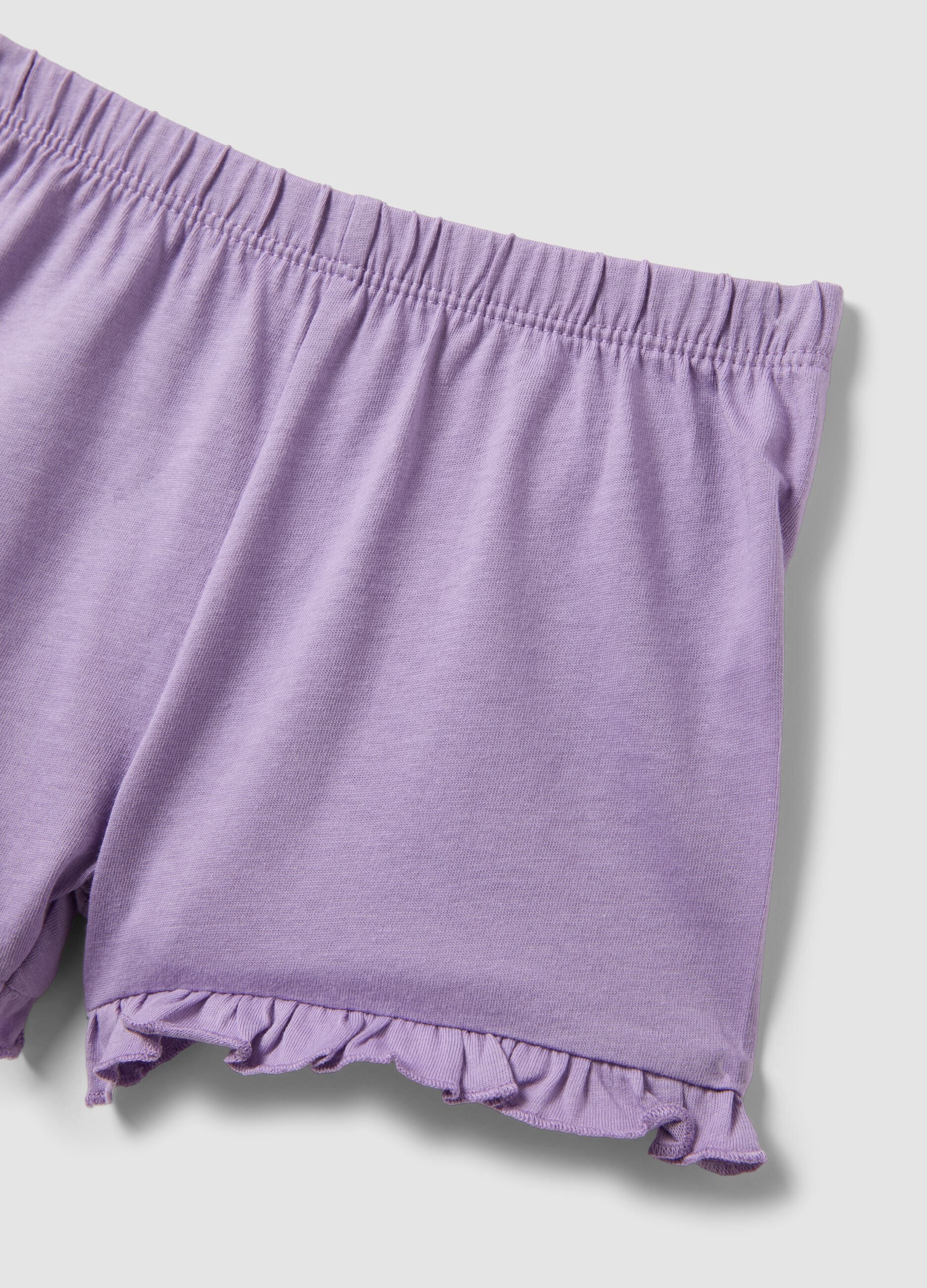 Short purple cotton pyjamas for baby girls, regular fit with print