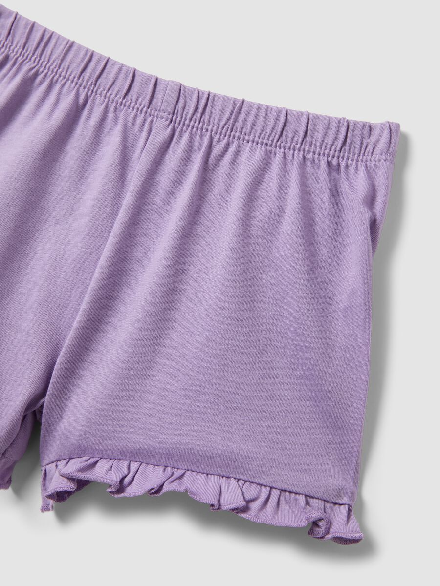 Short purple cotton pyjamas for baby girls, regular fit with print_3