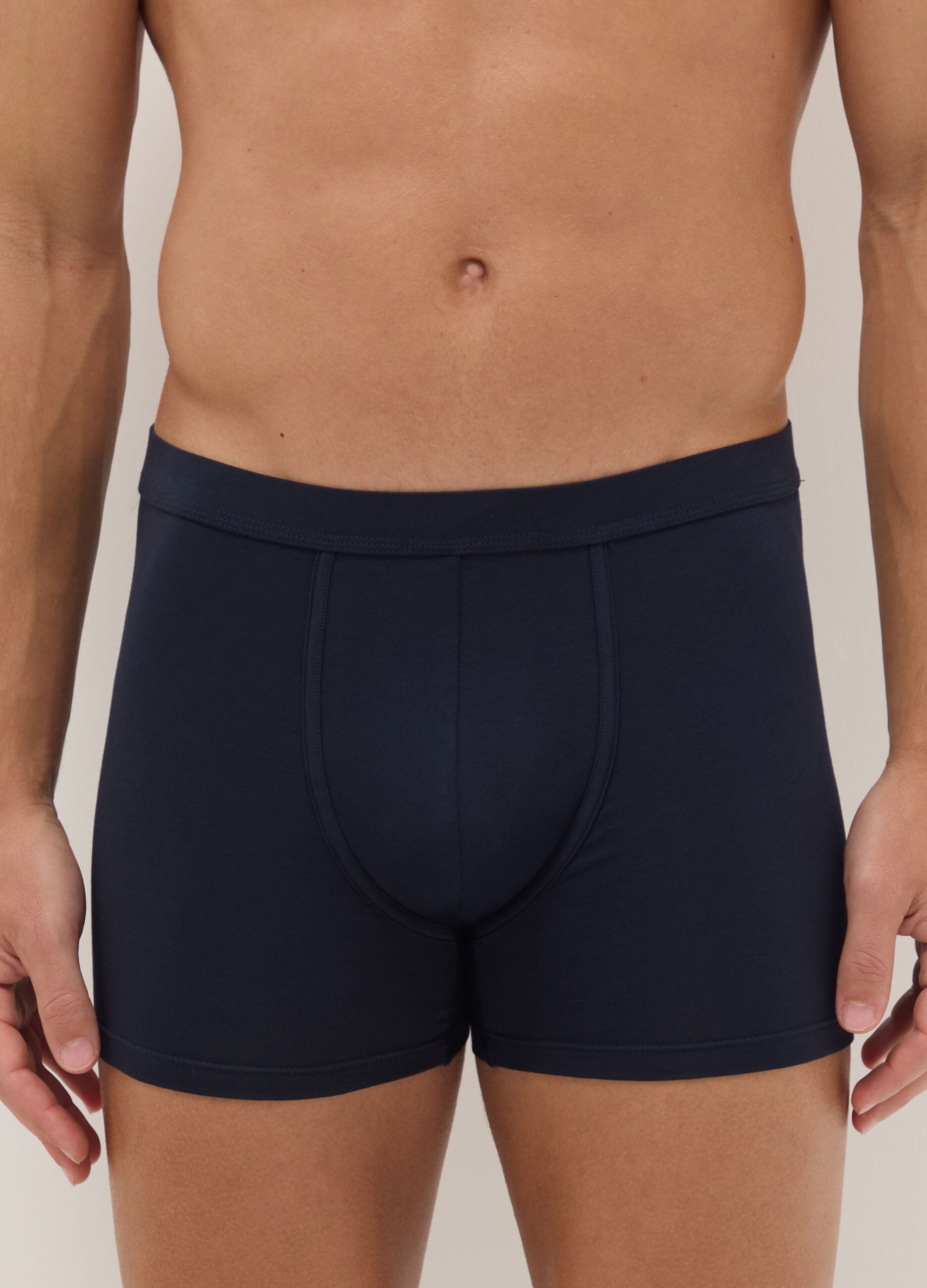 Blue midi boxer briefs 2-pack in stretch Supima cotton, regular fit