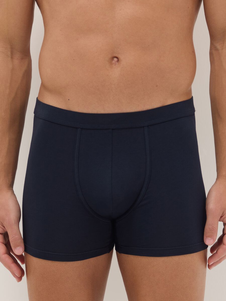 Blue midi boxer briefs 2-pack in stretch Supima cotton, regular fit_1