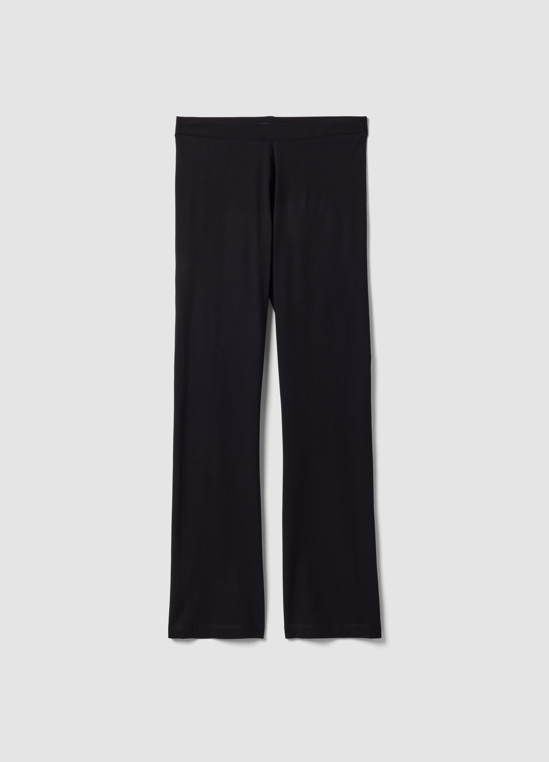 Black flared leggings in stretch cotton