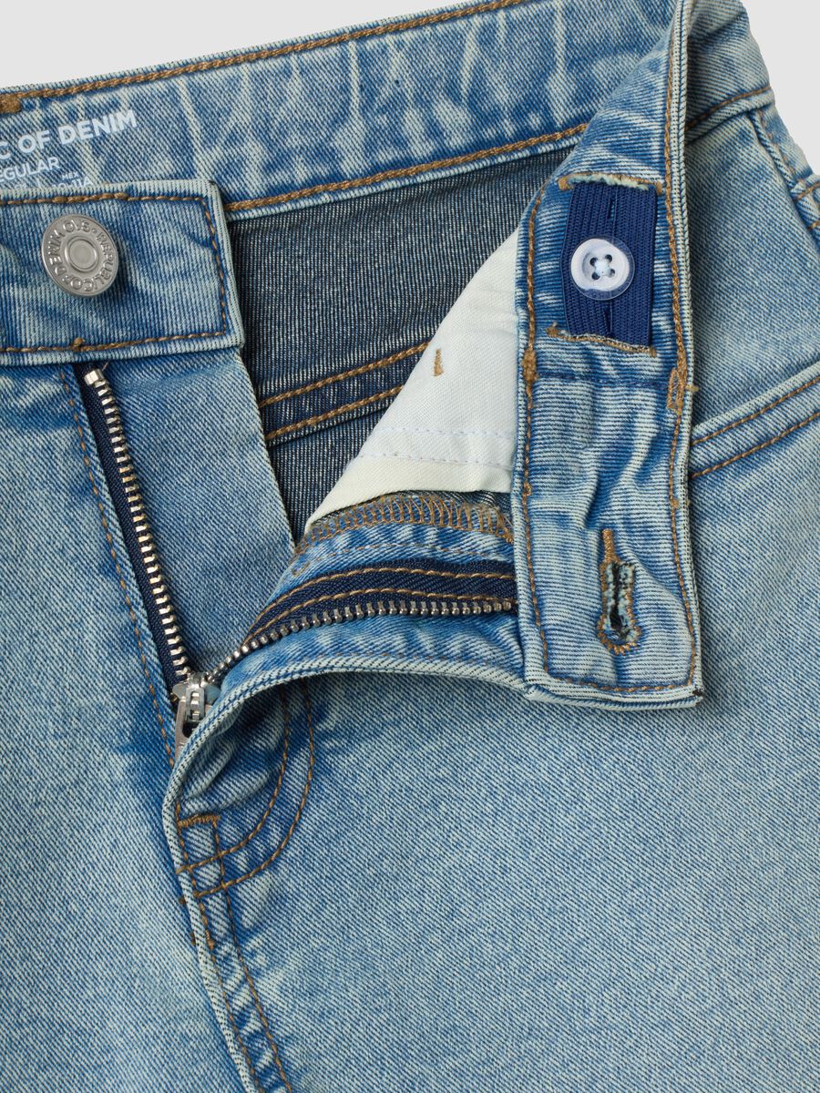 Light Blue Stretch Cotton Regular-Fit Jeans for Boys_1