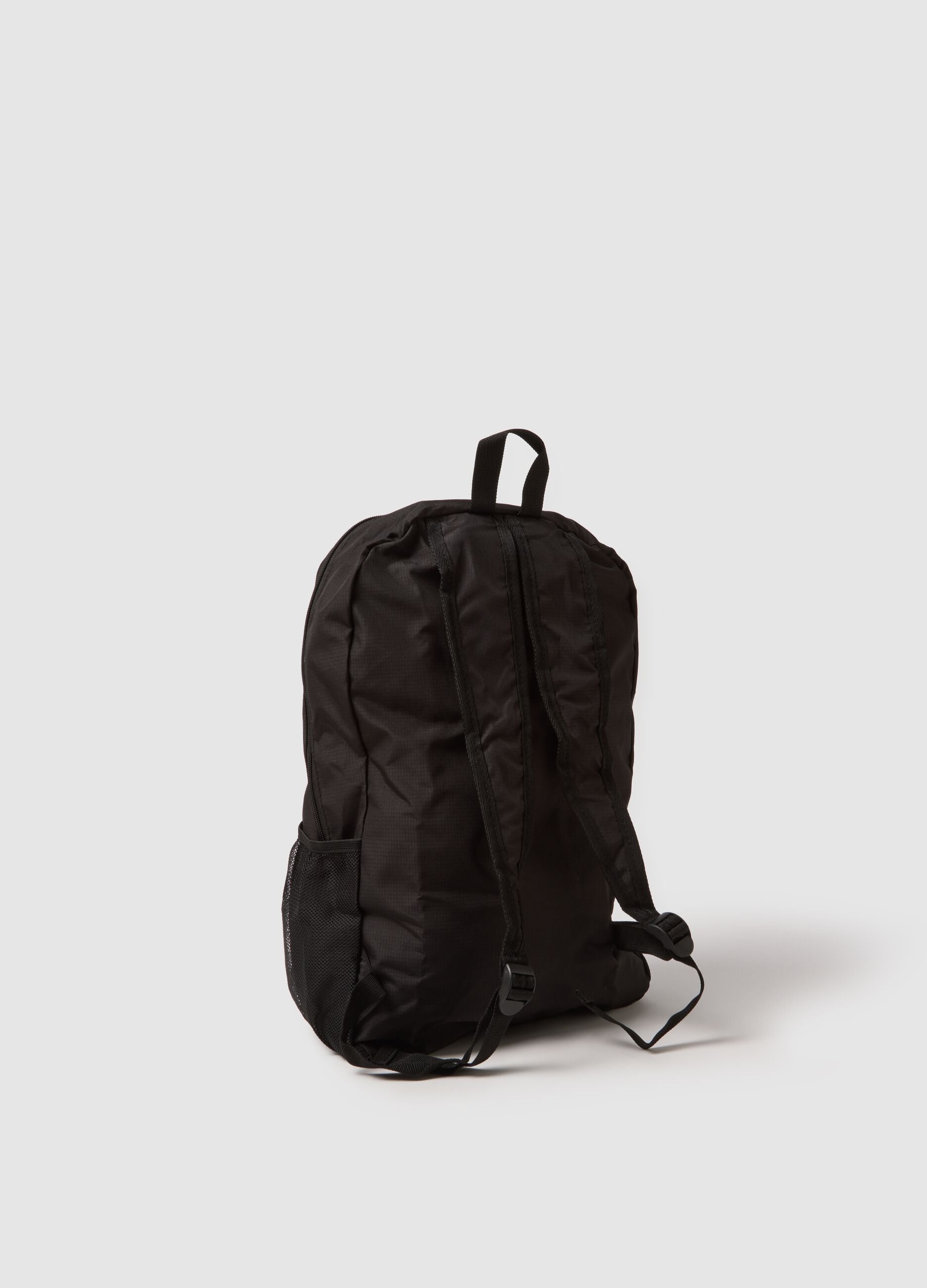 Foldable black sports backpack with adjustable shoulder straps