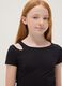 Black organic cotton T-shirt with cut-out shoulder_1