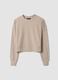 Beige ribbed stretch-viscose crew-neck T-shirt, regular fit_0