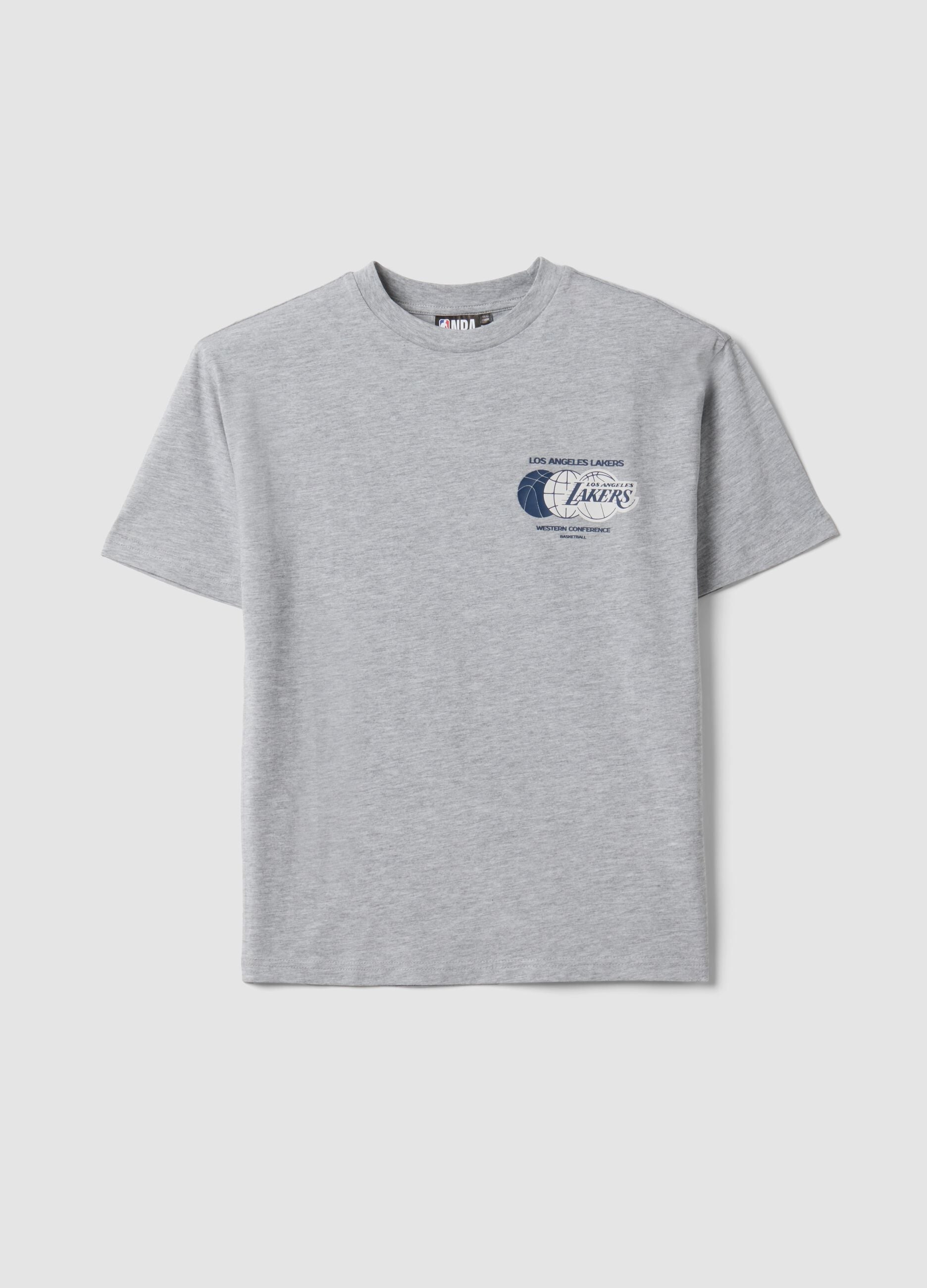 Grey pure cotton Lakers print T-shirt for boys