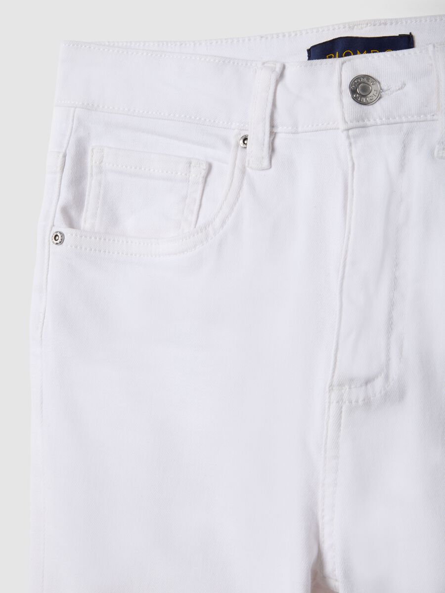 White Stretch Cotton Flare Jeans_5