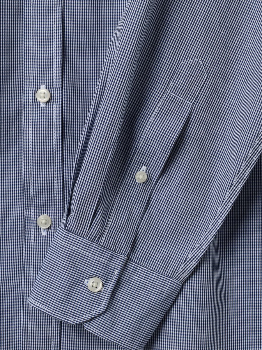Camicia azzurra in popeline di puro cotone a quadri regular fit_5