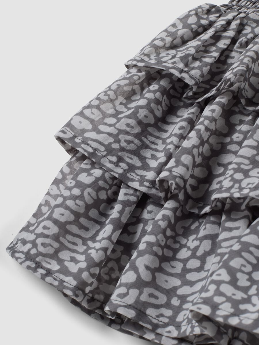 Girls&rsquo; grey tiered skirt with animal print_3