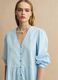 Deep V Blue Cotton Dress Regular Fit_0