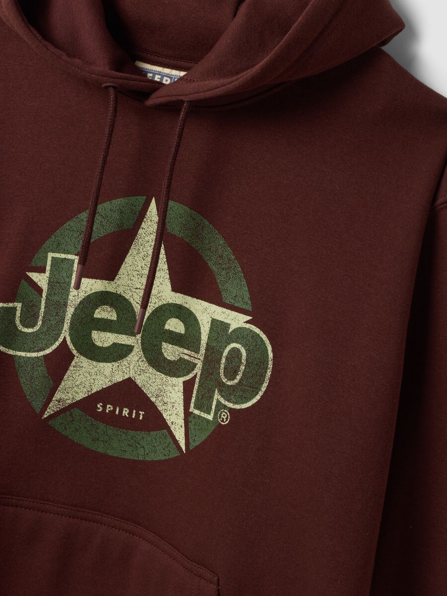 Felpa marrone in misto cotone con cappuccio e stampa Jeep relaxed fit_1