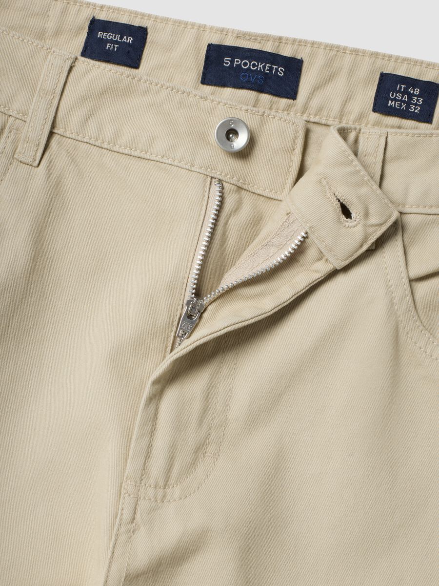 Beige pure cotton five-pocket trousers_6