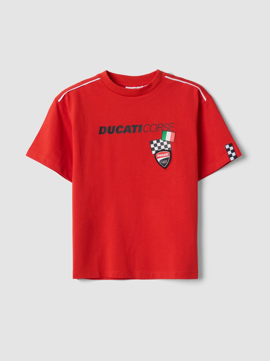 T-shirt rossa a maniche corte in cotone elasticizzato per bambino regular fit_0