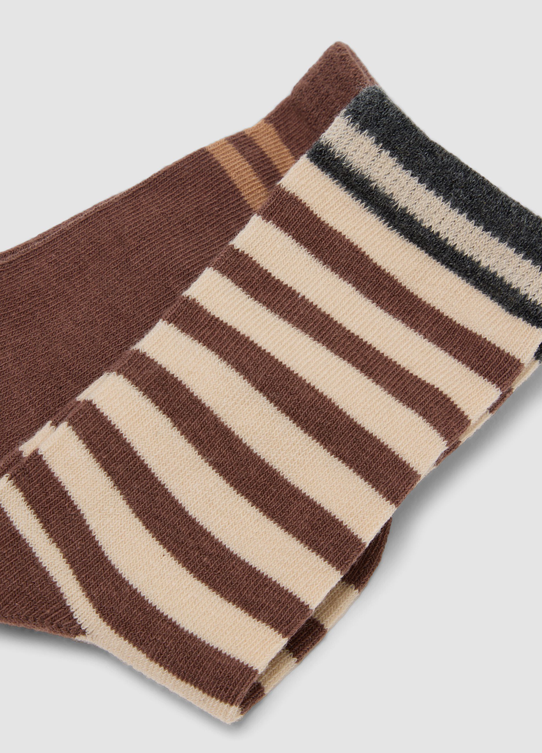 3-pack of long brown socks in stretch organic cotton