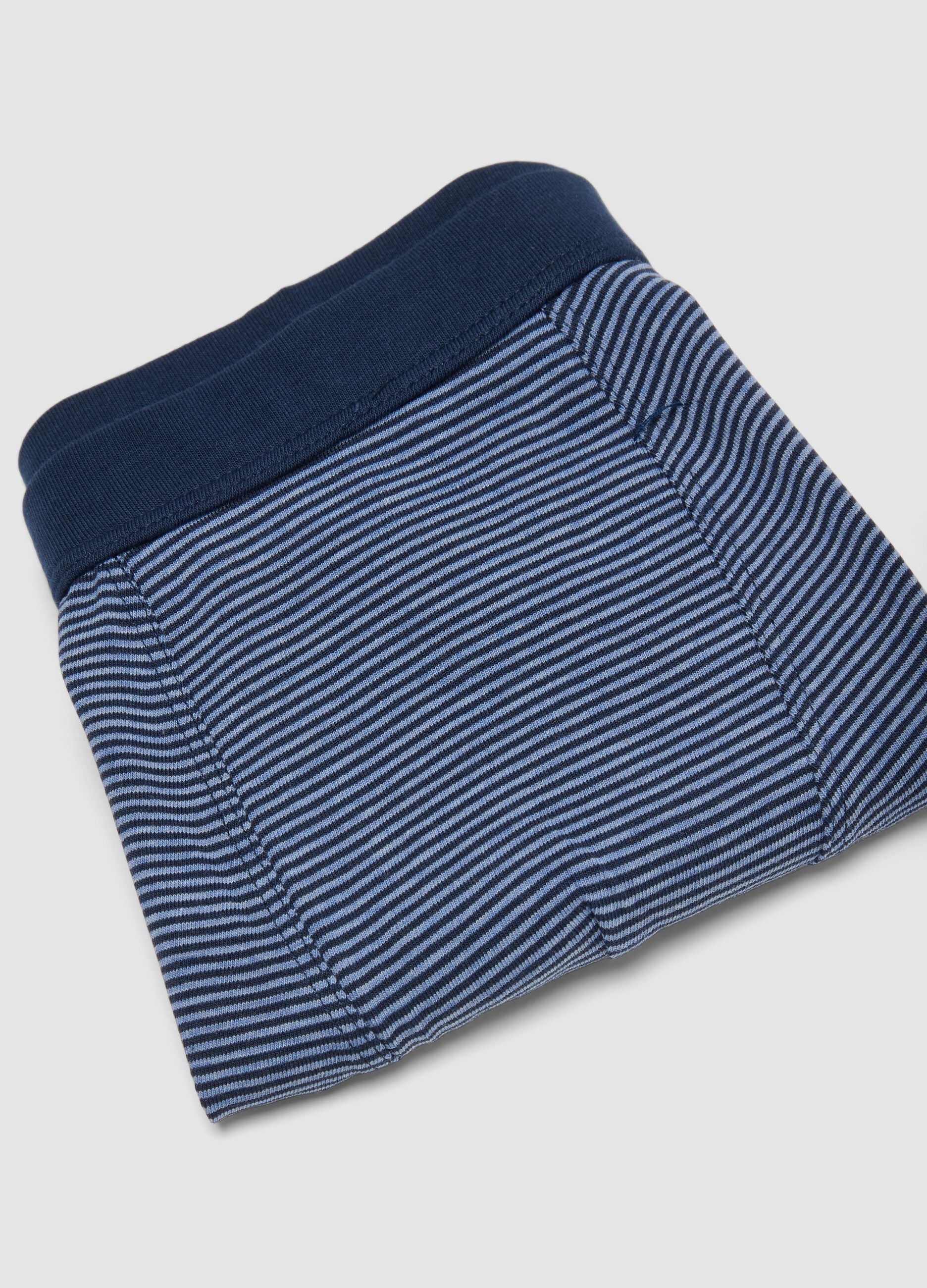 Boys' blue striped stretch organic cotton boxer shorts
