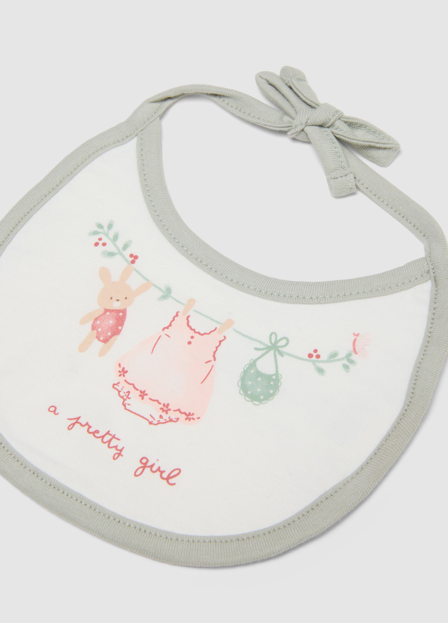 Pack of two newborn bibs in multicolour pure cotton with embroidery