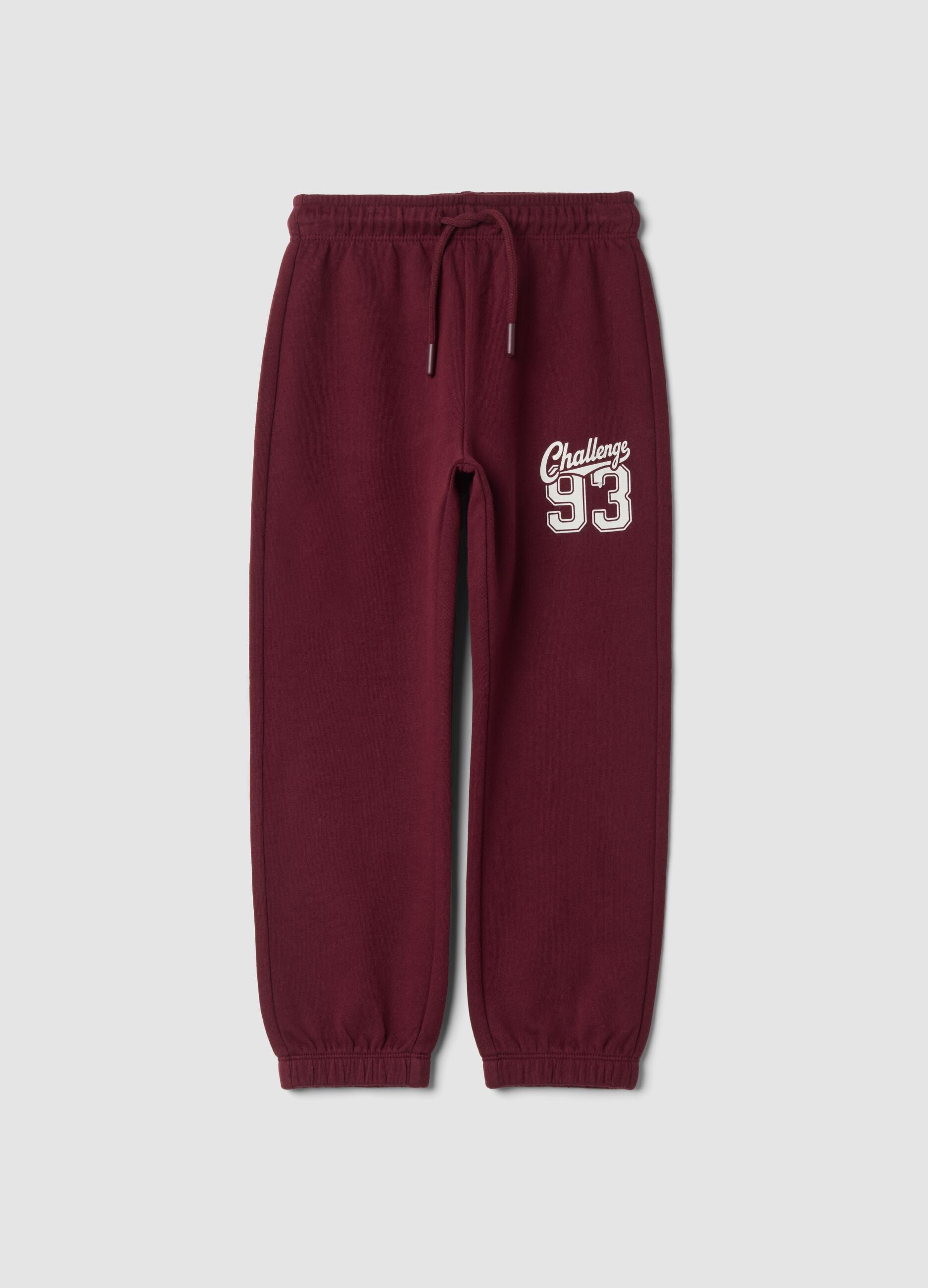 Red pure cotton jogger trousers with print