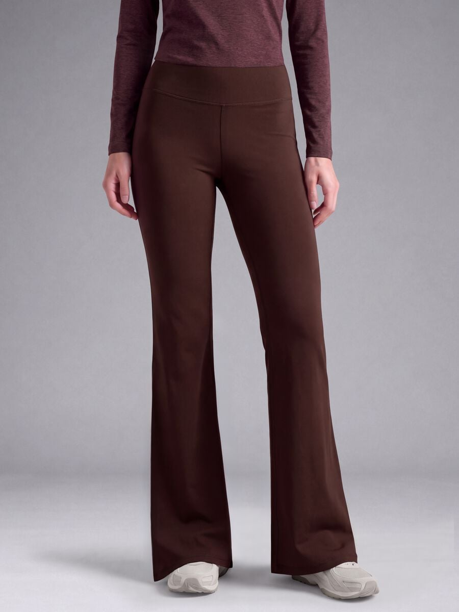 Brown flared leggings in breathable stretch fabric ALTAVIA STUDIO_3