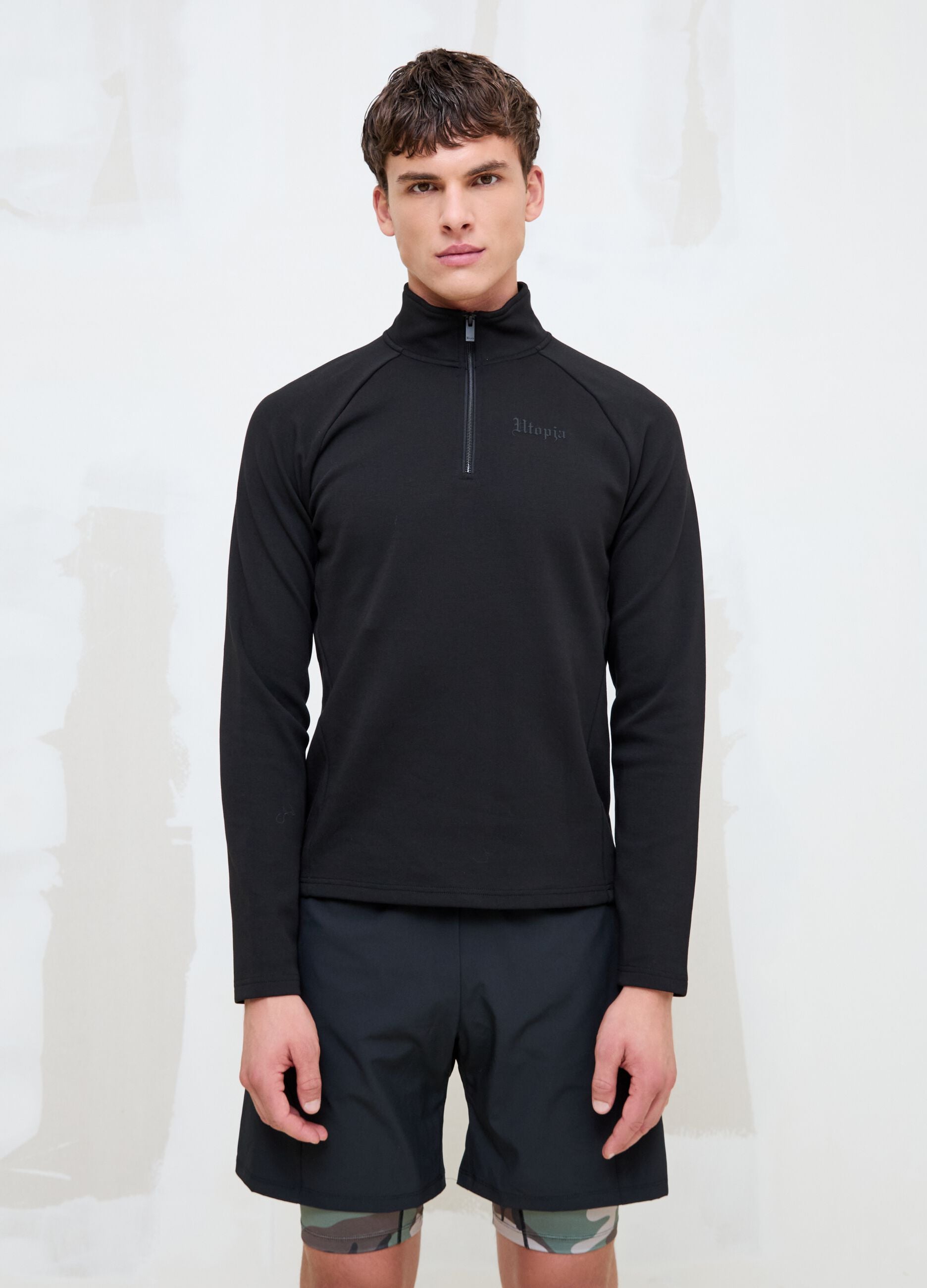 Technical Half-Zip Sweater &ndash; Fitted Black