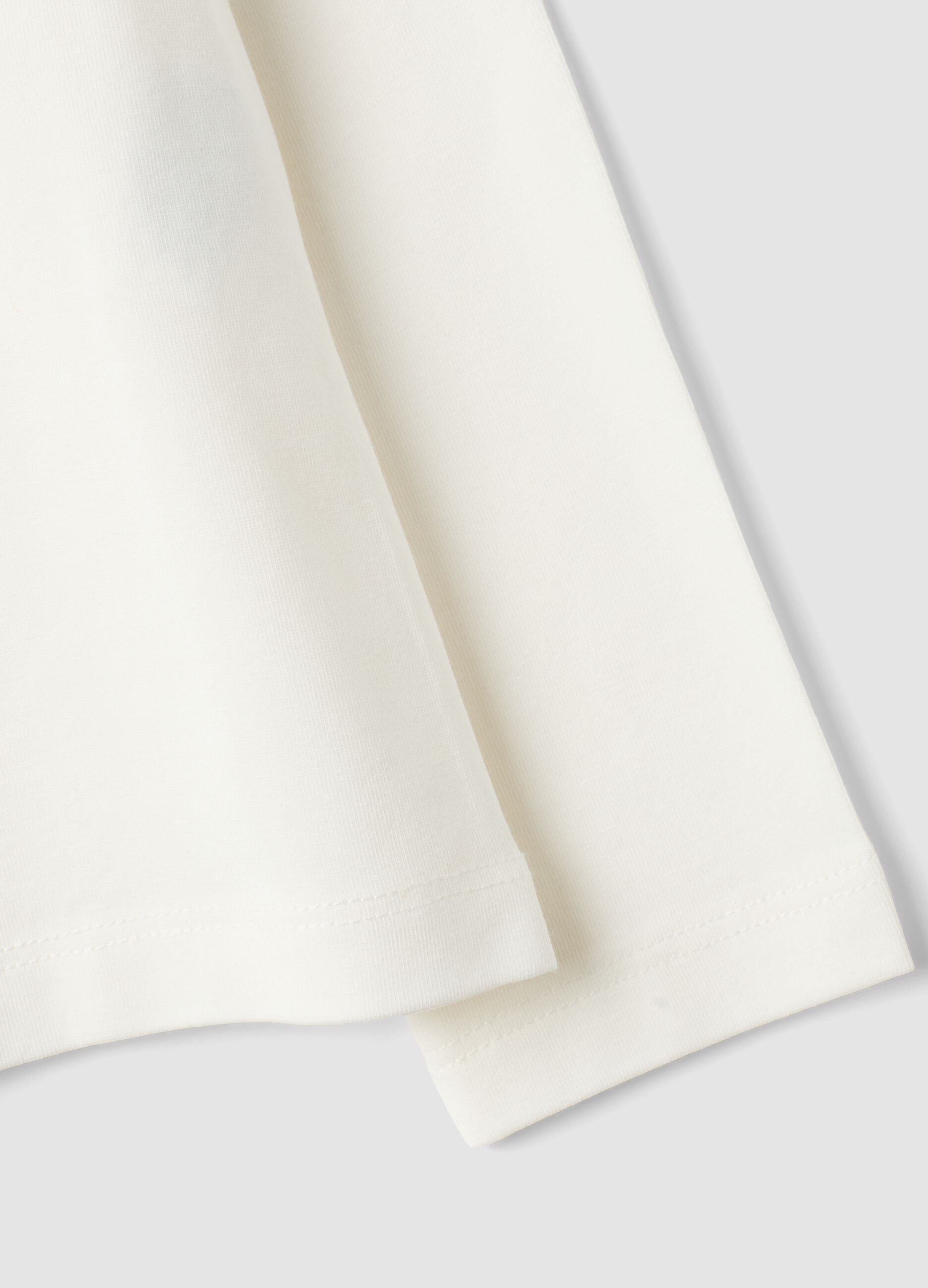 White stretch cotton T-shirt with teddy bear print for girls