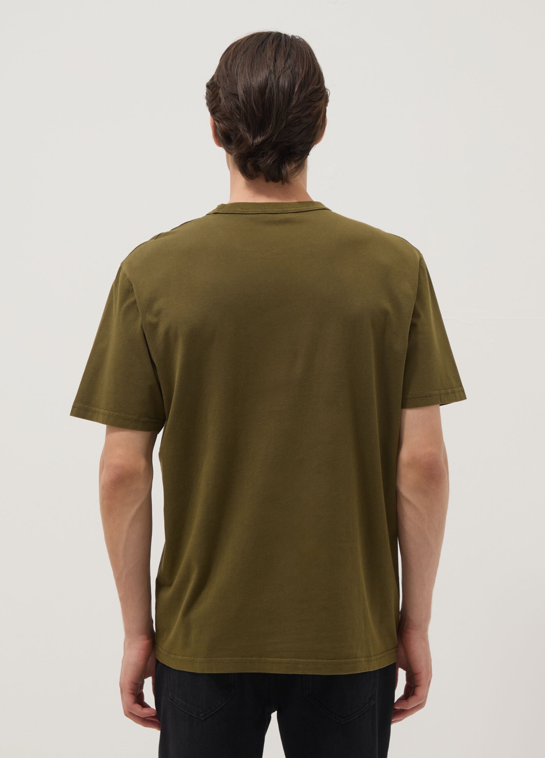 Green pure cotton T-shirt, relaxed fit