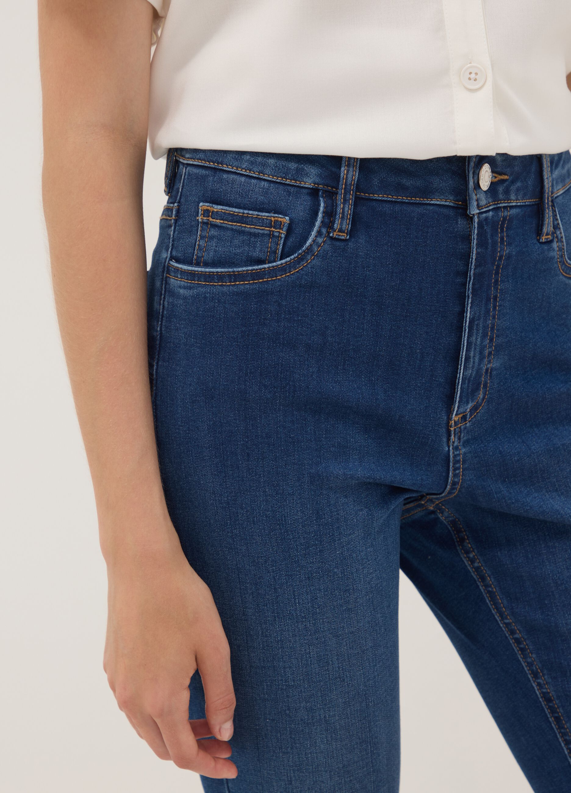 Blue skinny-fit stretch cotton-viscose jeans