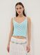 Sky-blue pure cotton crochet waistcoat, regular fit_0