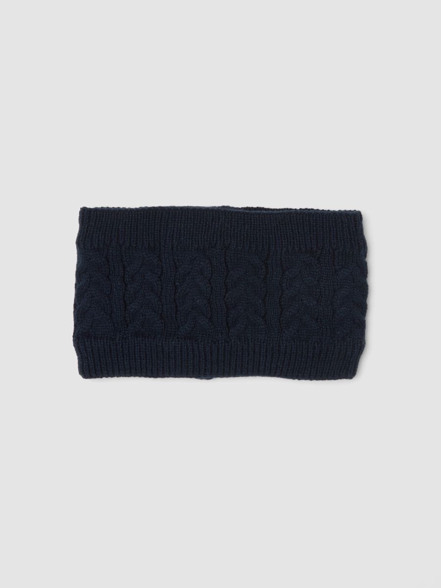 Blue cable-knit neck warmer_0