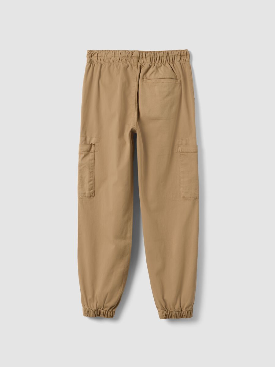 Brown stretch cotton cargo joggers_2