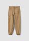 Brown stretch cotton cargo joggers_2
